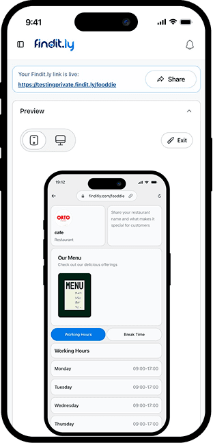Finditly Mobile Ansicht